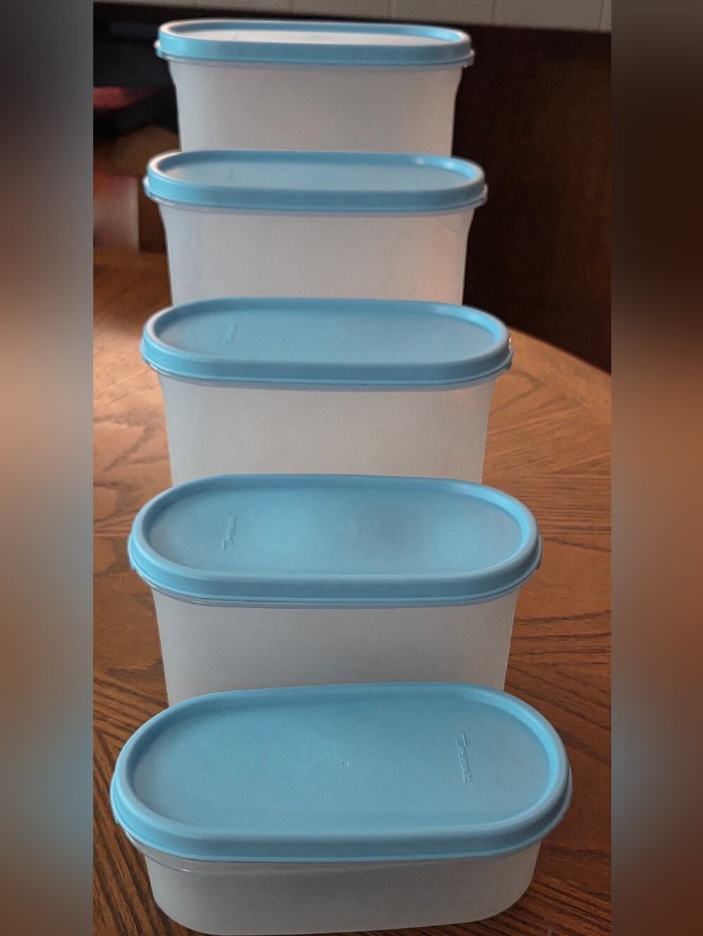 Tupperware MM Oval Set/5 PC NWT Blue Two Extra Pour All Seals